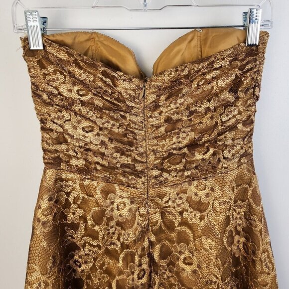 Niki Livas Gold Lace Vintage Y2K Party Dress Cocktail Princesscore Formal Prom - Picture 8 of 8